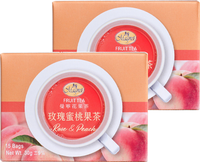 Magnet 曼寧 玫瑰蜜桃水果茶, 2g, 15包, 2盒