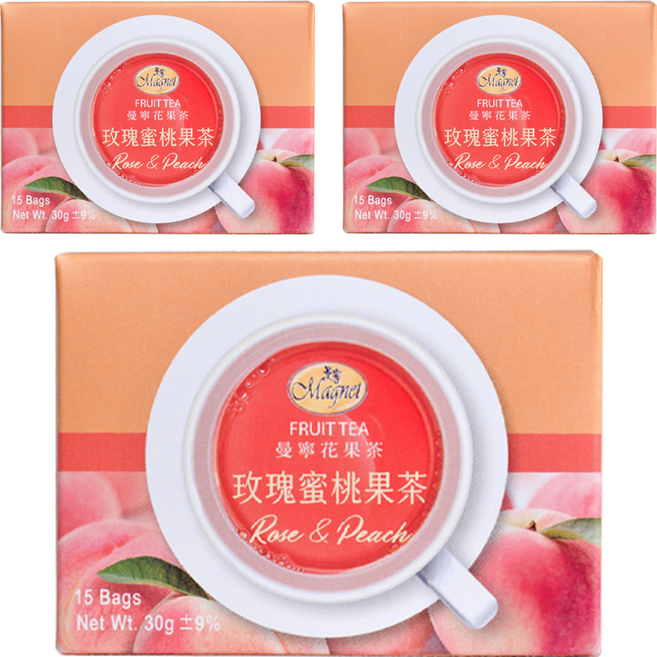 Magnet 曼寧 玫瑰蜜桃水果茶, 2g, 15包, 3盒