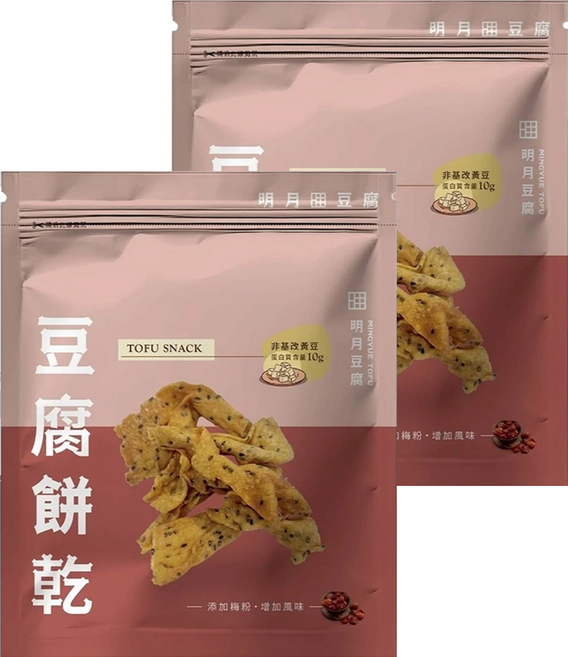 明月豆腐 豆腐餅乾 梅粉, 150g, 2包