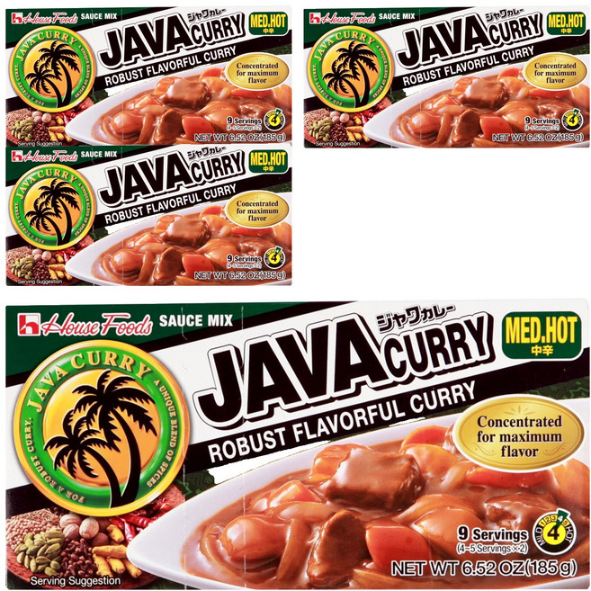 하우스푸즈 자바 카레 약간매운맛, 185g, 4개