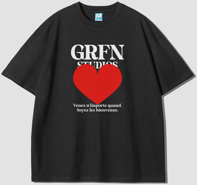 그랜피니 어센틱 오버핏 지니얼 프린팅 라운드 20수 통기성 반팔 티셔츠