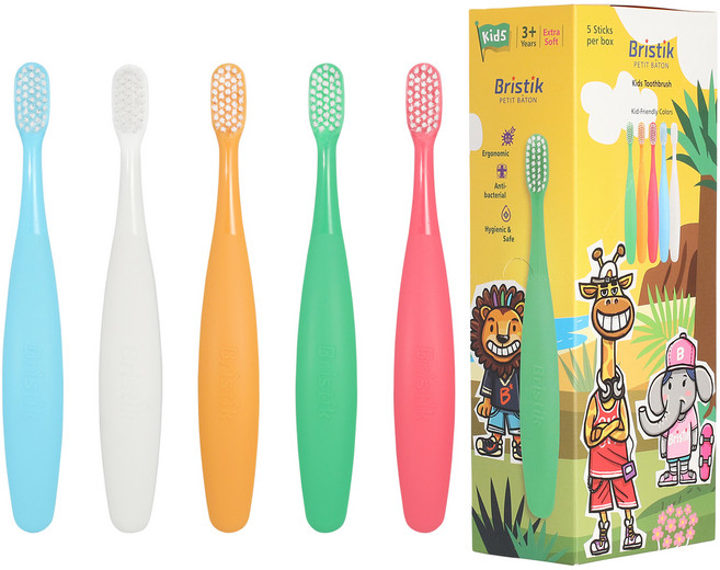 브리스틱 에르고 2단계 어린이 칫솔, 혼합색상, 5개입, 1세트