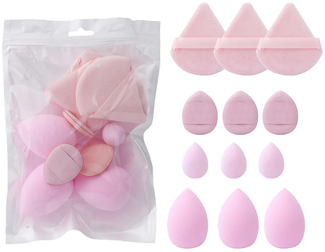 아이코어스 메이크업 퍼프 4종 x 3p 세트, 1세트, 핑크