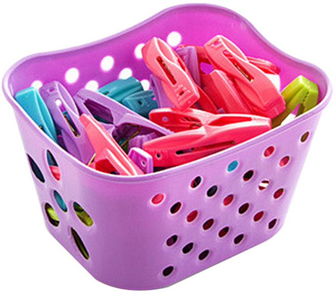 리버그린 빨래집게 30p + 바구니, 혼합색상 + 퍼플, 1세트