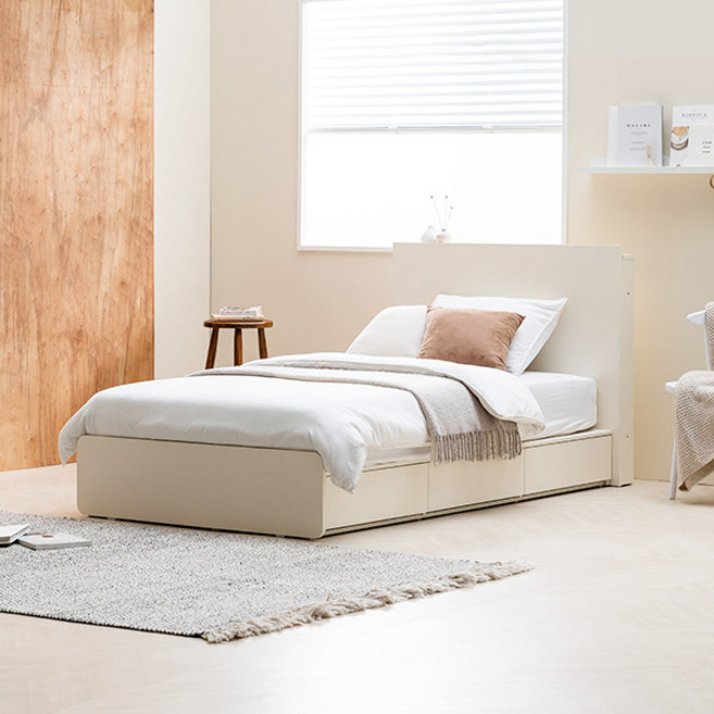 모노 수납 침대 프레임 + 몬스터 필로우탑 50T 매트리스 세트 방문설치, 침대(아이보리), 매트리스(모던그레이)