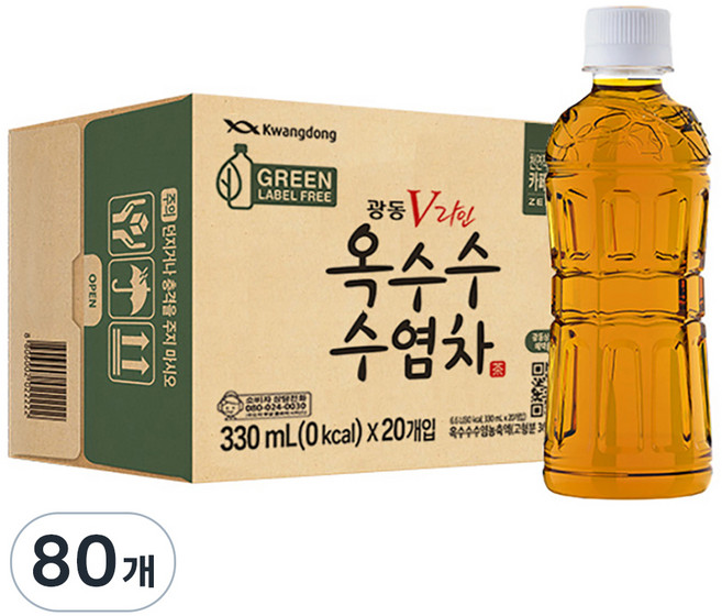 광동옥수수수염차 무라벨, 330ml, 80개