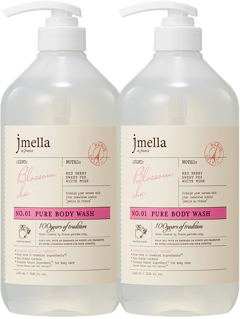 제이멜라 인 프랑스 퓨어 바디 워시 블러썸 츄, 1L, 2개