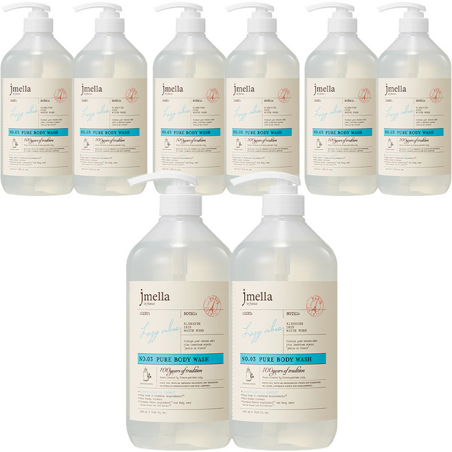 제이멜라 인 프랑스 퓨어 레이지 바이브 바디 워시 플로럴 머스크향, 1L, 8개