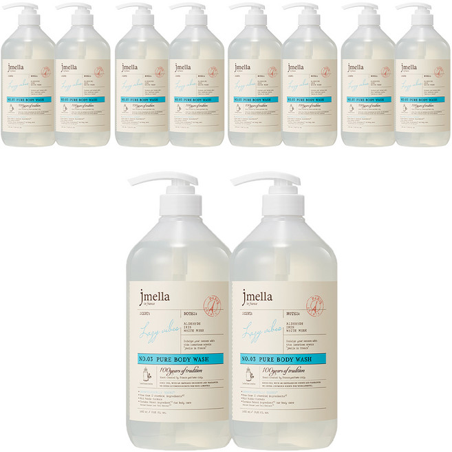 제이멜라 인 프랑스 퓨어 레이지 바이브 바디 워시 플로럴 머스크향, 1L, 10개