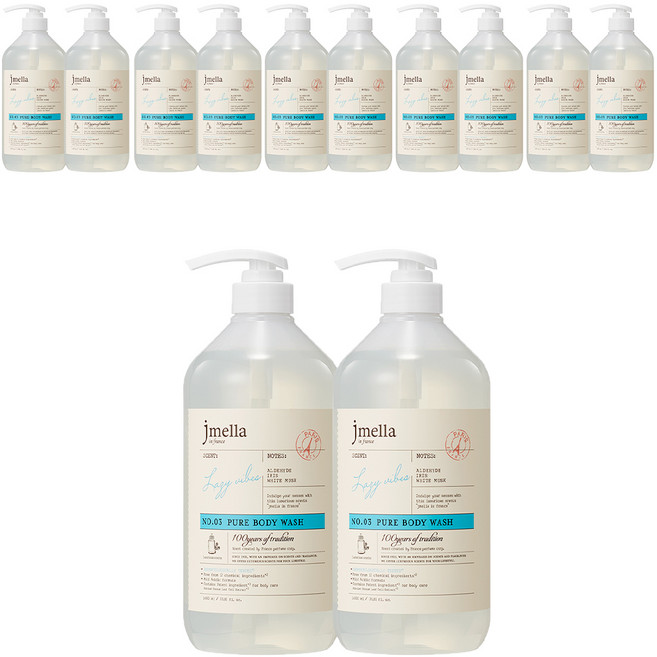 제이멜라 인 프랑스 퓨어 레이지 바이브 바디 워시 플로럴 머스크향, 1L, 12개