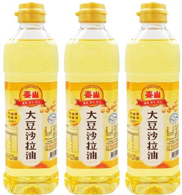 TAISUN 泰山 大豆沙拉油, 600ml, 3瓶