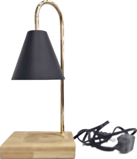 LifeHouse 香薰融蠟燈 原木款 無明火香氛 可調光檯燈 安全融蠟燭, 黑色