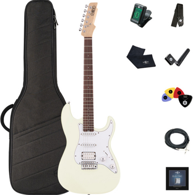 헥스 입문용 무광 일렉기타 + Thanks Gift 세트, E-100 S/IV, 아이보리, 1개