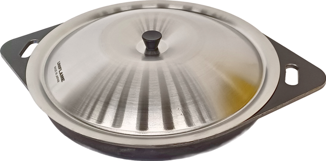UNIFLAME 圓形鐵板組 黑皮鐵板4.5mm 附蓋, 30cm, 1組