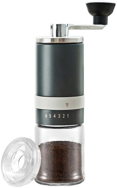 칼딘 매뉴얼 플러스 휴대용 커피 그라인더 + 투명 PS 커버, 블루그레이, 1개