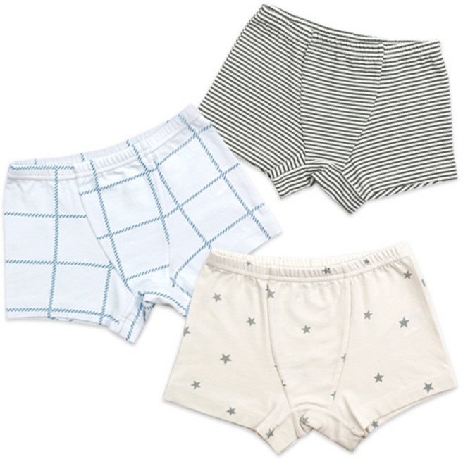 메이키즈 남아용 심플 보이 면 스판 드로즈 팬티 3종 세트