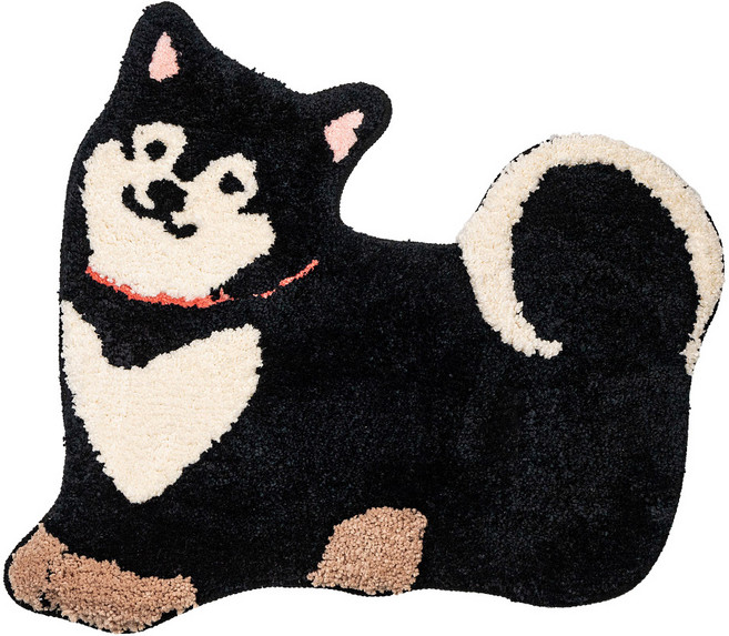 日本 oka 可愛動物可水洗地墊, 黑柴犬