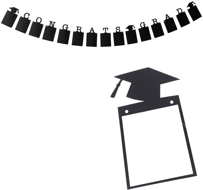 Viita 畢業慶祝派對造型掛旗佈置 字母 照片卡夾, 黑色
