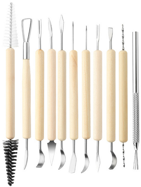 코히모 도예 클레이 모델링 점토 툴 조소 수공예 DIY 조각 공구 11종 세트 3W318, 1세트