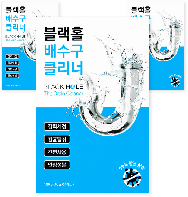 BLACKHOLE 배수구 클리너 4개입, 160g, 3개