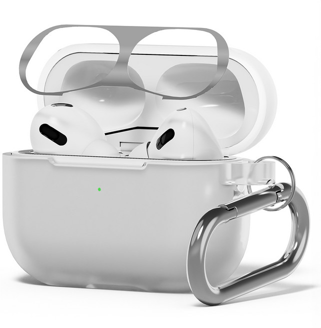 누아트 스무디 실리콘케이스 + 메탈 철가루 방지스티커(랜덤발송), 에어팟프로2, 반투명, 1개