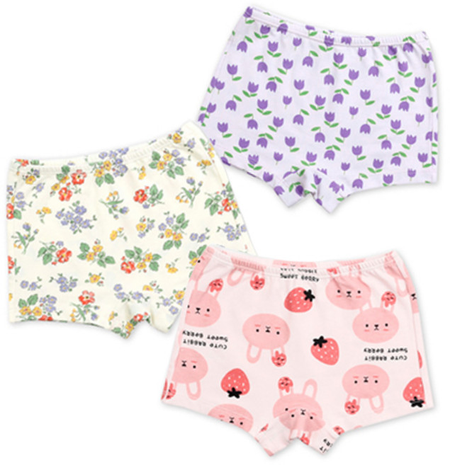 메이키즈 플로랄 면스판 여아 드로즈 3매입