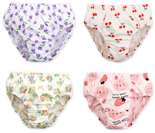 메이키즈 여아용 플로랄 오가닉 삼각팬티 4종 세트