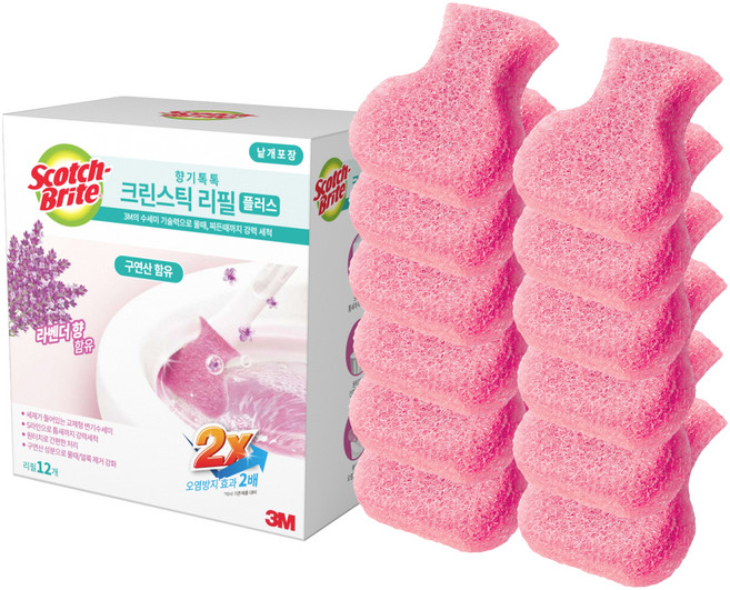 스카치브라이트 향기톡톡 크린스틱 플러스 변기 청소솔 리필 12p, 라벤더, 1개