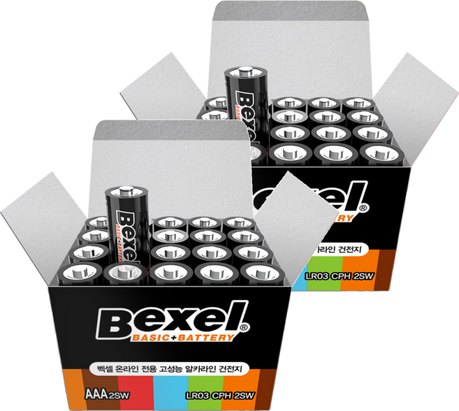 벡셀 베이직 플러스 고성능 알카라인 AAA건전지, 20개입, 2개