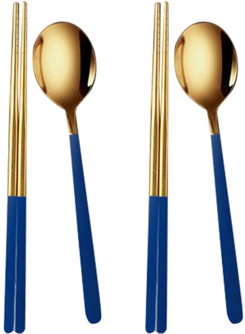 지베아 루체 한식 수저 세트, 골드블루, 숟가락(2p) + 젓가락(2p), 1세트