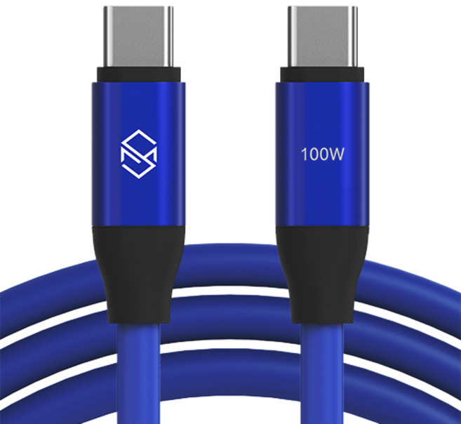 SINJIMORU E-Marker晶片 100W C to C PD 超高速充電線, 2m, 藍色, 1條