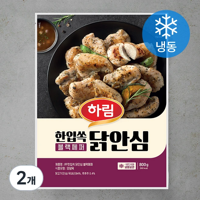 하림 IFF 한입쏙 닭안심 블랙페퍼 (냉동), 800g, 2개 - 쿠팡