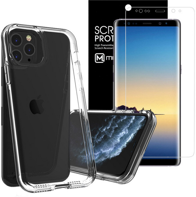 메오르 2in1 콤보 클리어 범퍼 휴대폰 케이스 + 3D 프리미엄 액정보호필름 세트