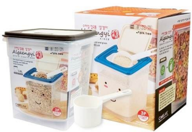 씨밀렉스 알갱이 잡곡통 1p + 뚜껑 1p + 계량컵 1p 세트, 랜덤 발송, 1세트