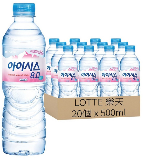 LOTTE 樂天 礦泉水, 20個, 500ml