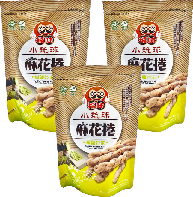 福味 小琉球麻花捲 椒鹽芥末, 200g, 3包
