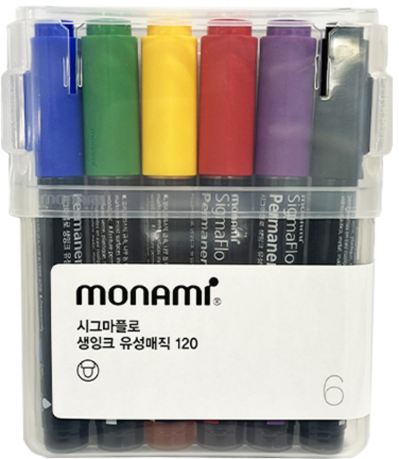 모나미 시그마플로 생잉크 유성매직 120 A세트, 6색, 1세트