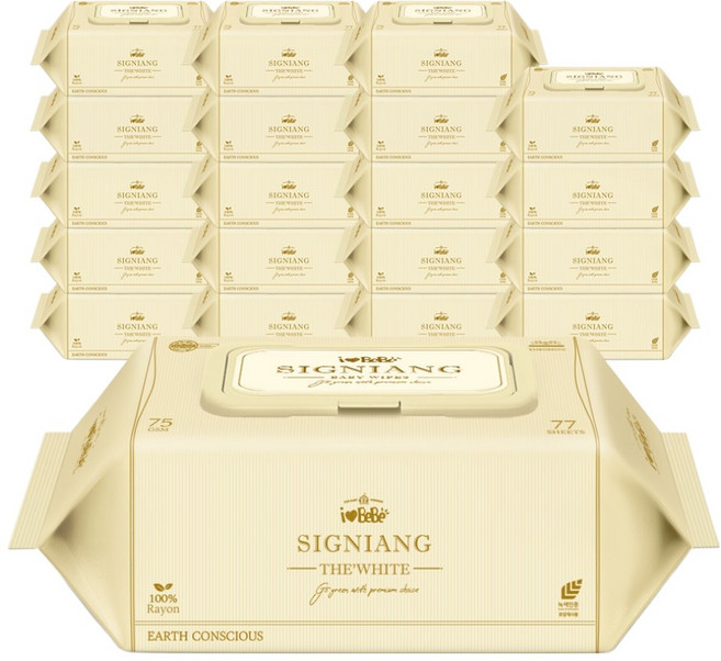 아이러브베베 시그니앙 더화이트 물티슈 캡형, 75g, 77매, 20세트