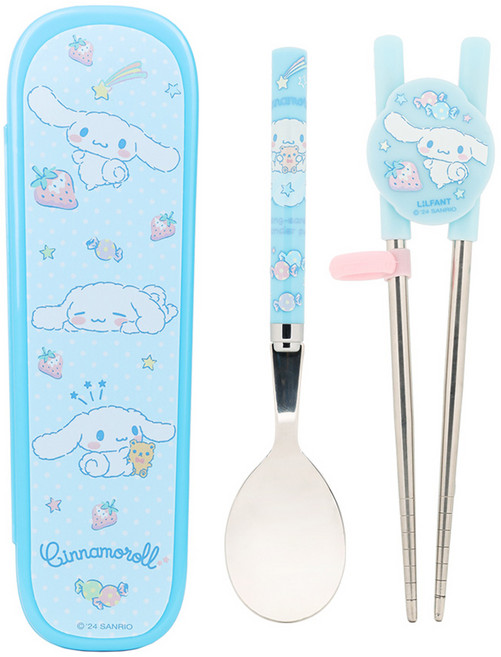 릴팡 산리오 스텐릴팡젓가락스푼글라이더케이스 2단계, 시나모롤, 케이스 + 스푼 + 젓가락, 1세트