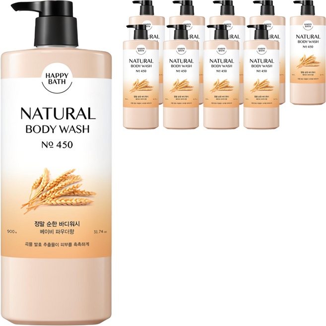 해피바스 내추럴 정말 순한 바디워시 베이비 파우더향, 900g, 10개