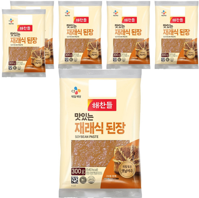 해찬들 맛있는 재래식 된장, 6개, 300g