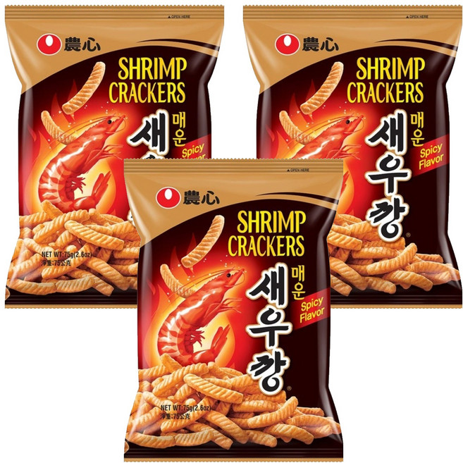 NONGSHIM 農心 蝦味條 辣味, 75g, 3包
