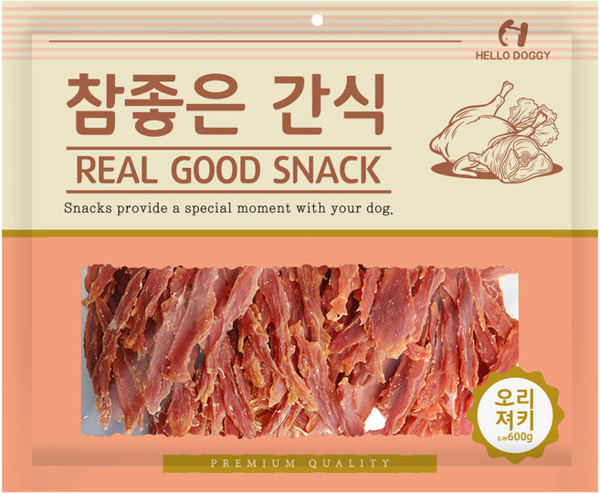 헬로도기 강아지 참좋은 건조간식, 오리져키, 400g, 1개