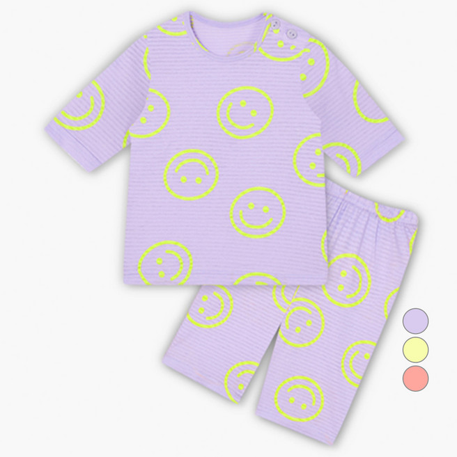 unifriend 兒童微笑七分袖居家服上下套裝