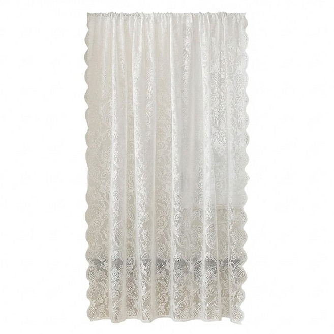 法式珍珠花邊門簾, 白色