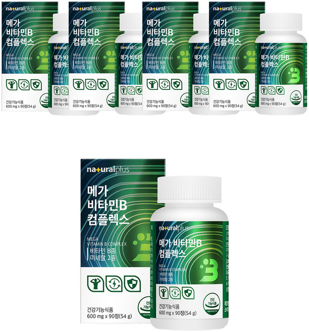 내츄럴플러스 메가 비타민B 컴플렉스 54g, 90정, 5개
