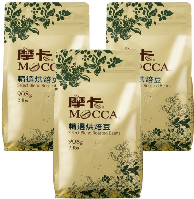 MOCCA 摩卡 精選烘焙豆, 咖啡豆, 908g, 3包