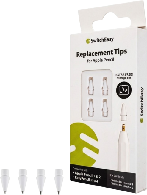 SwitchEasy 魚骨牌 iPad 替換式觸控筆尖4件組 Apple Pencil適用, 白色, 1組