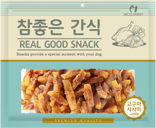 헬로도기 강아지 참좋은 건조간식, 혼합맛(고구마/사사미), 600g, 1개