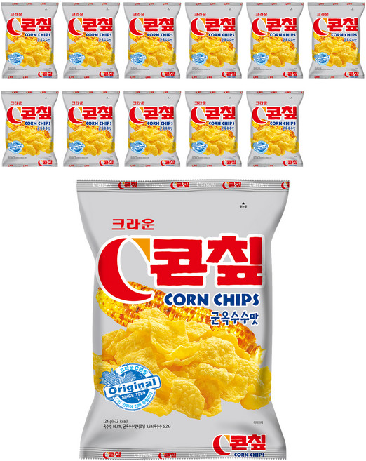 콘칲 군옥수수맛, 124g, 12개